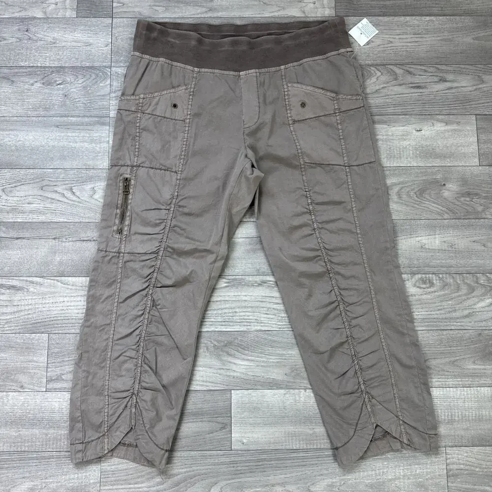 XCVI Mind Set Straight Leg Cropped Pants Pull On Stretch Brown sz M - Picture 2 of 7